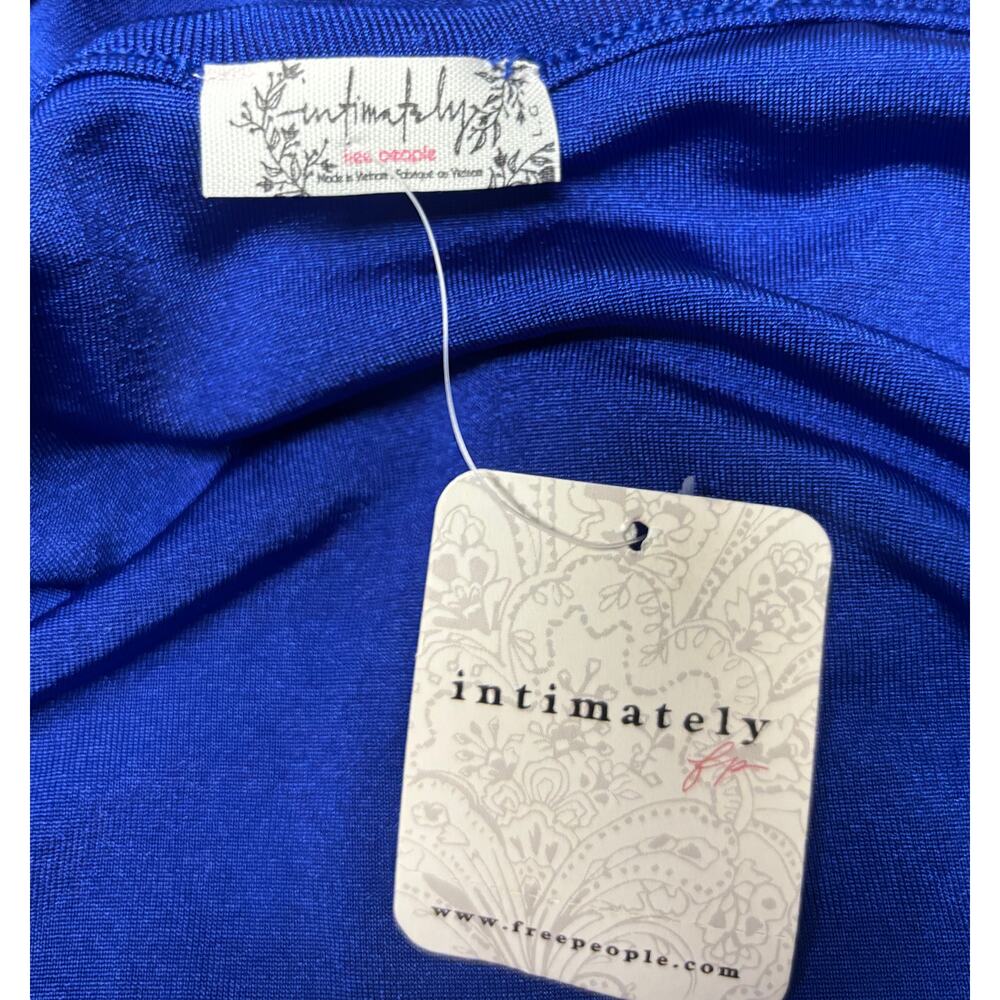 Free People Intimately Bodysuit Large Blue Long Sleeve Deep V Stretch NWT New - Picture 7 of 9